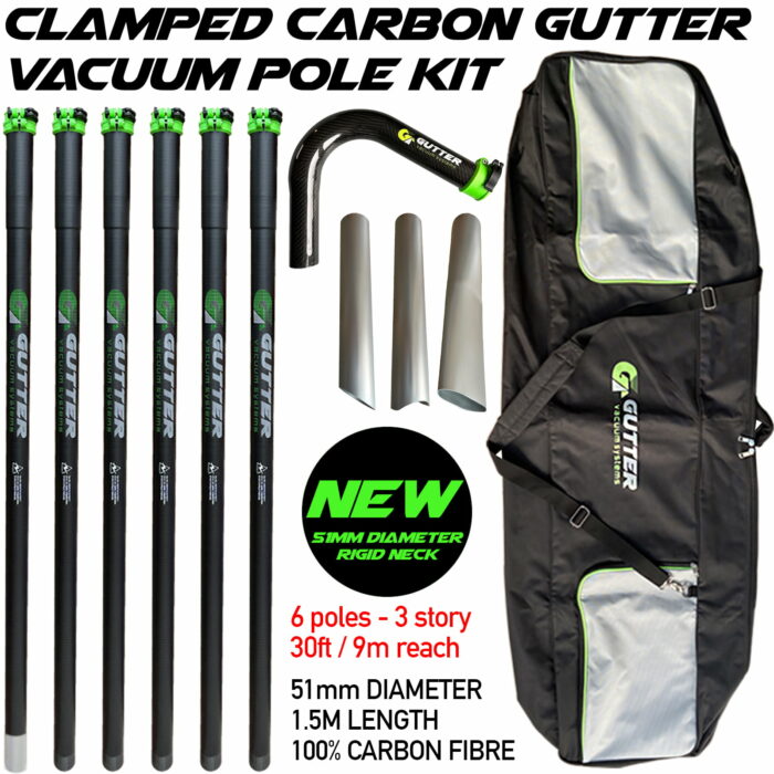 Gutter Vacuum Carbon Fibre Pole sets 51mm Clamped